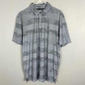 Travis Matthew‎ Short Sleeve Brekki Polo Heather Grey Mens Size XL Floral Stripe